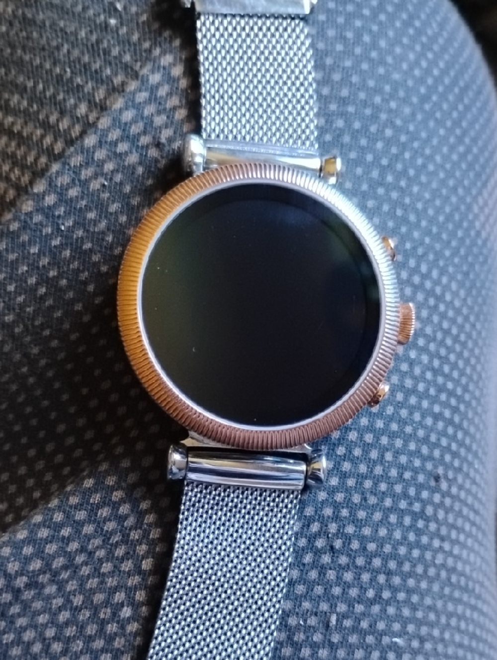 Fossil DW7F2 NEW Smartwatch with Stainless Steel Mesh Band&Gold Trim Upgrade